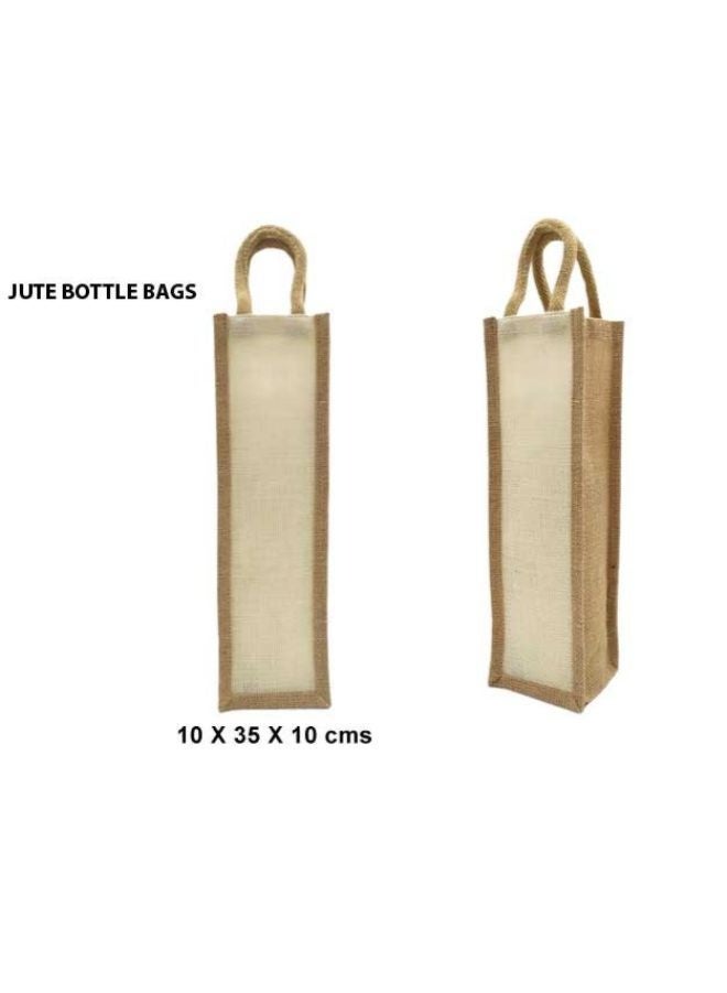 Fatio Set of 10 Single-Bottle Jute Bags – Eco-Friendly Black and Natural Wine Carrier - Image 3